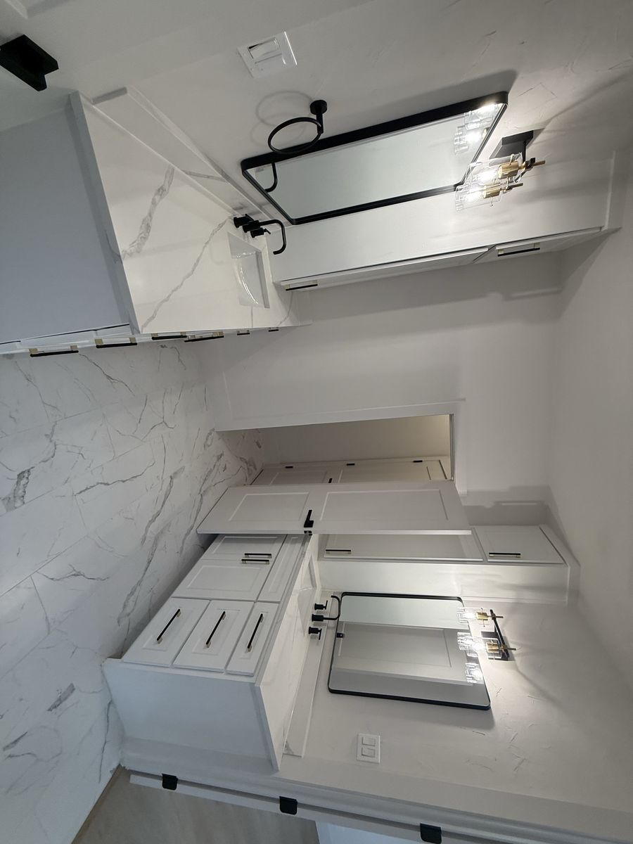 Freestanding tub and glass shower