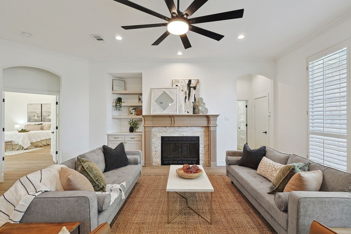 Fireplace and seating area