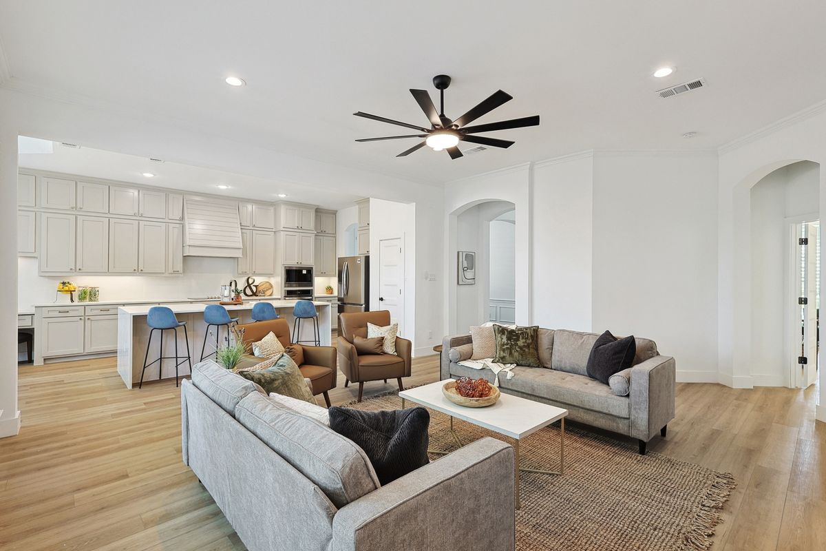 Living room open to the kitchen