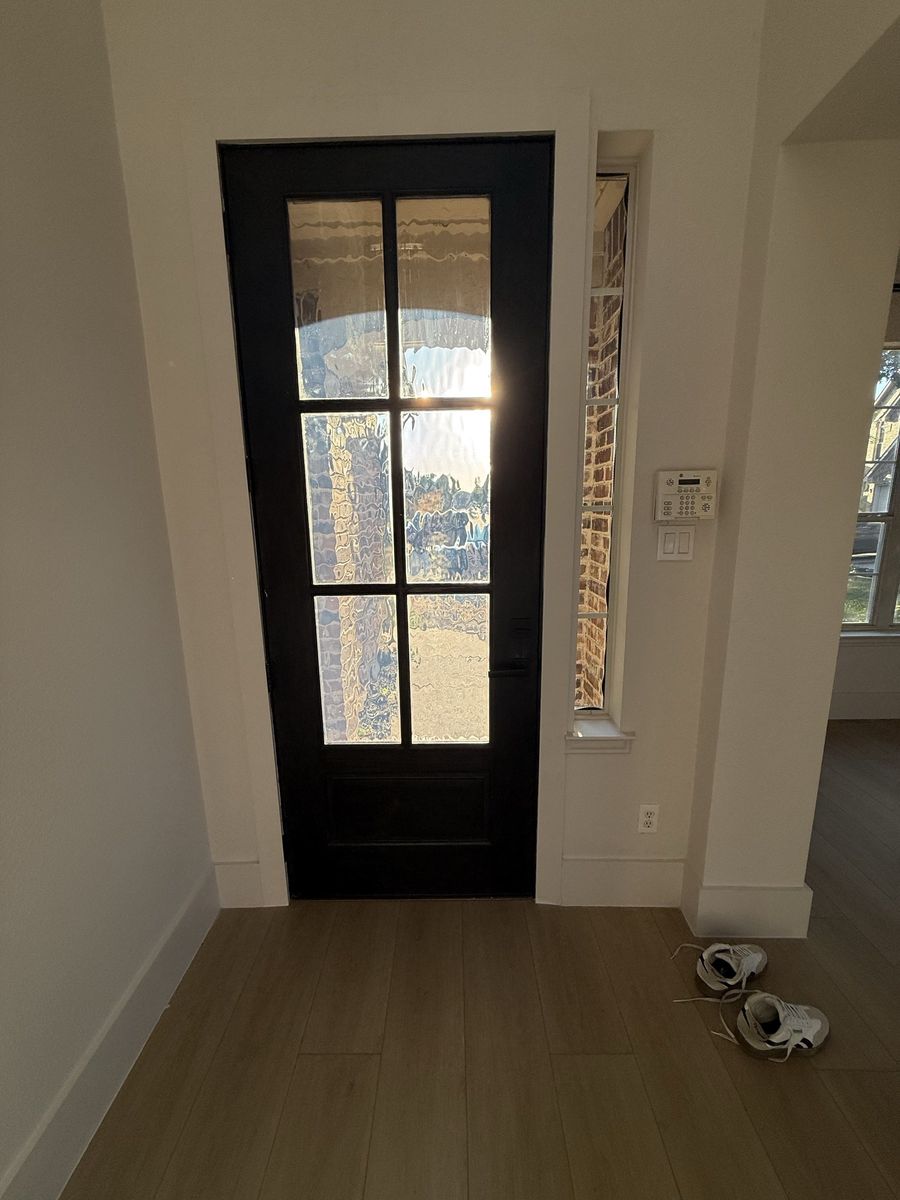 New black front door with glass