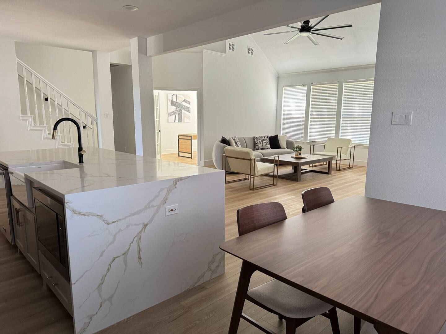Renovated open plan kitchen and living area