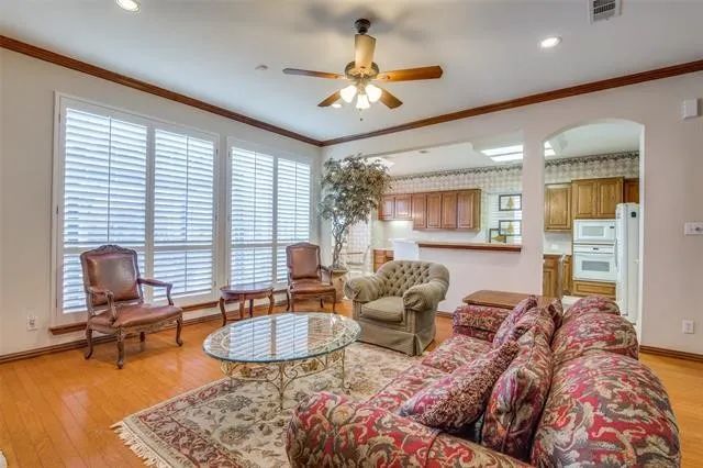 Original living room with dark trim