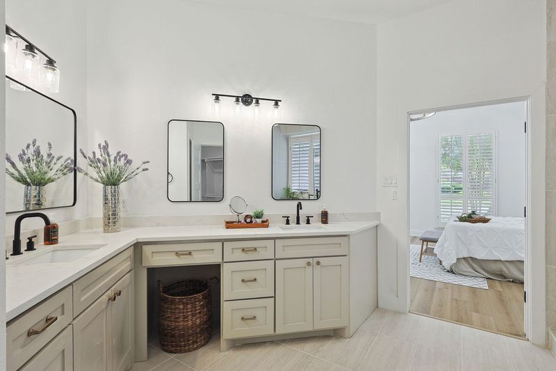 Double vanity in renovated bathroom